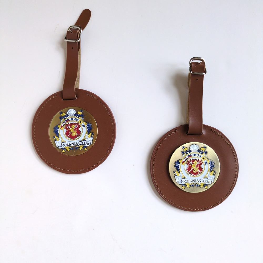 Oceania Cruises Club Passenger Luggage Tags Brown Crest Set (2) Nautical Coastal